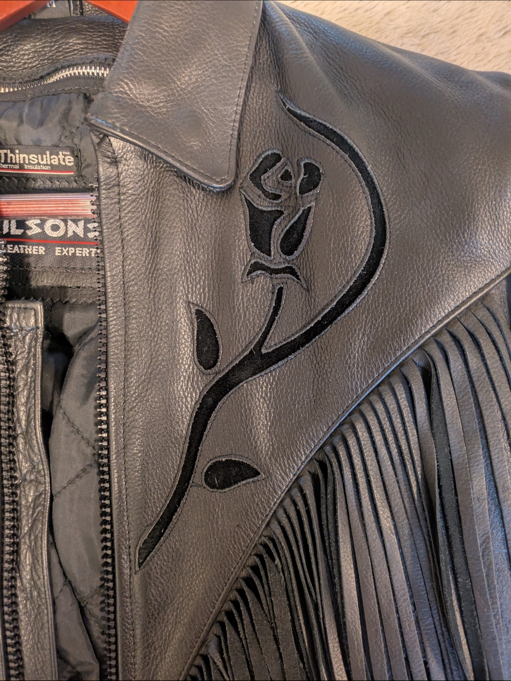 Black Leather Motorcycle Jacket - - Picture 3 of 14